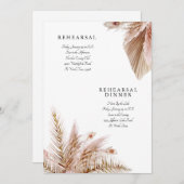 Invitation Simplement Élégante Répétition Mariage Pampas II (Devant / Derrière)