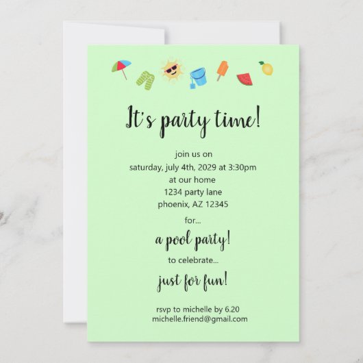 Invitation Simplement été (Dos)