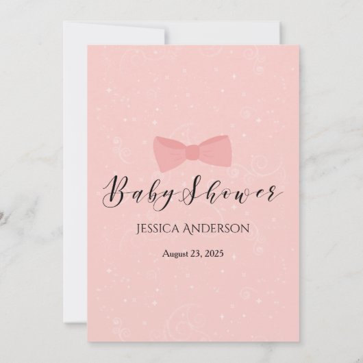 Invitation Simplement Jolie Bow Rose Sur Sous Le Jeu De Douch (Dos)