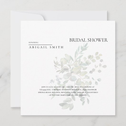 Invitation Simplement moi Muted Fête des mariées de verdure (Devant)