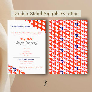 Invitation Simplement motif blanc orange, Aqiqah Baby Shower