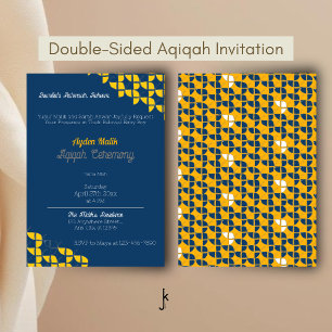 Invitation Simplement motif bleu jaune, Aqiqah Baby Shower