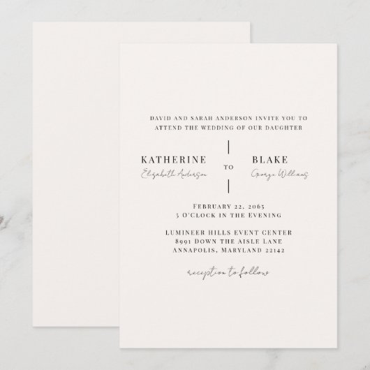 Invitation Simplement Nous Champagne Mariage Clair (Devant / Derrière)