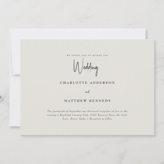 Invitation Simplement nous Crème Pas de parents Mariage (Devant)