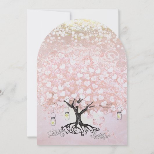 Invitation Simplement Pink Heart Leaf Tree Mason Jar Mariage (Dos)