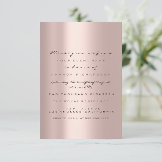 Invitation Simplement Rose Gold Blush Mariage 16 ans (Debout devant)