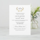 Invitation Simplement Russe Antler Or | Mariage élégant (Debout devant)