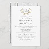 Invitation Simplement Russe Antler Or | Mariage élégant (Devant / Derrière)