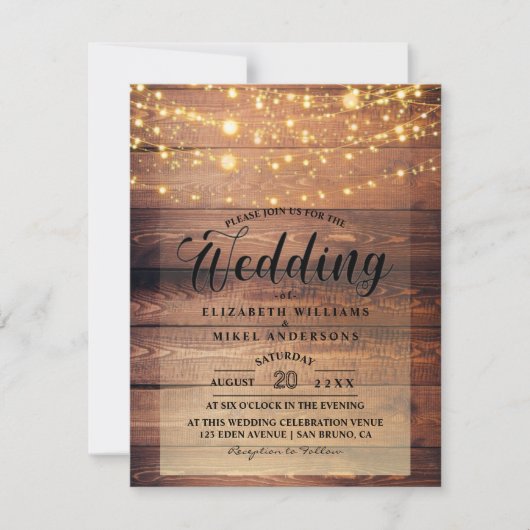 Invitation Simplement Russe Bois Naturel Lumières Chaîne mari (Devant)