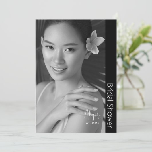 Invitation Simplement Son Mariée Moderne B/W Fête des mariées (Debout devant)