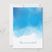 Invitation Simples 80e anniversaire Couleur d'eau bleue (Dos)