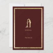 Invitation Simples élégantes anneaux d'or bordeaux Mariage (Dos)