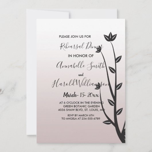 Invitation Simples    feuilles modernes et élégantes Dîner de (Devant)