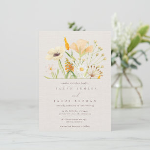 Invitation Simples Fleurs Sauvages Botanique Mariage