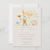 Invitation Simples Fleurs Sauvages Botaniques Mariage (Devant)