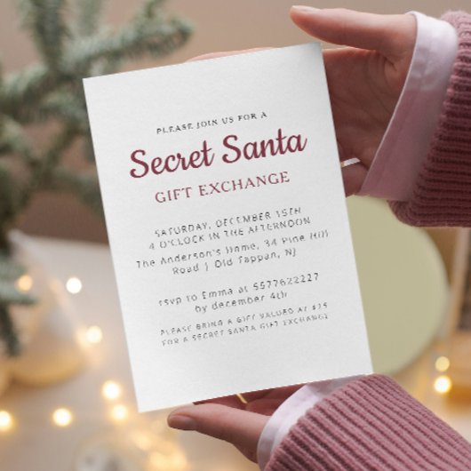 Invitation Simples secrets de Noël Père Noël