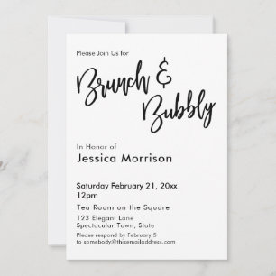 Invitation Simples typographie du brunch noir et blanc et de 