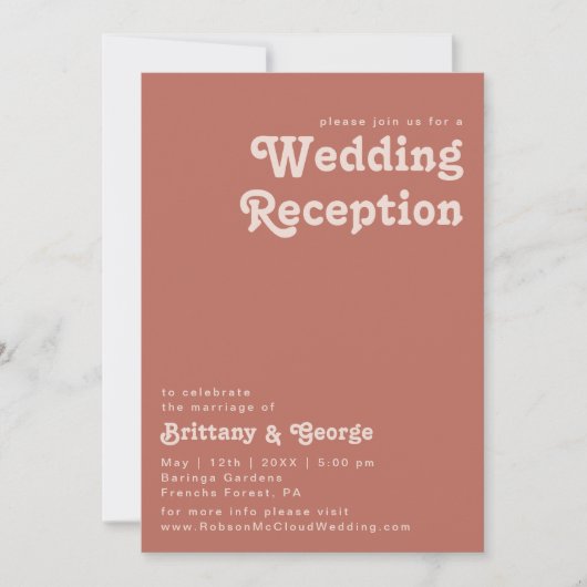 Invitation Simples vibrations rétro | Réception de mariage Ol (Devant)