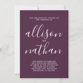 Invitation Simplicité 1 Plum Script Mariage minimaliste (Devant)