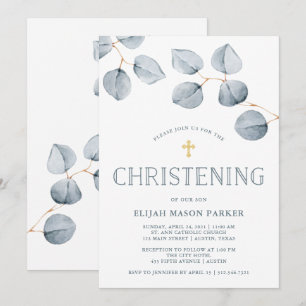 Invitation Simplicité de l'eucalyptus   Christing avec croix