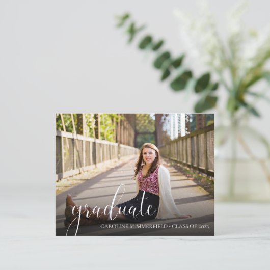 Invitation Simplicité de typographie de script Photo Graduati (Debout devant)