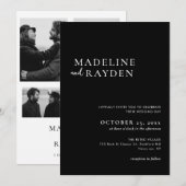 Invitation Simplicité Élégante Mariage Collage Photo Noir Bla (Devant / Derrière)