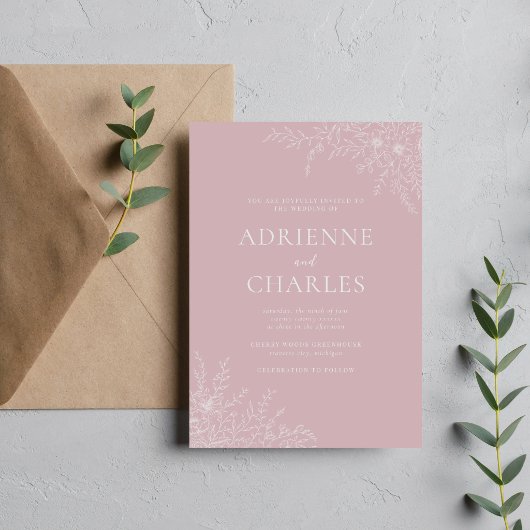 Invitation Simplicité Florale 1 Clair de Lune Mariage Minimal