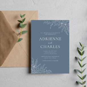 Invitation Simplicité Florale 1 Mariage Bleu Minimal Coastal