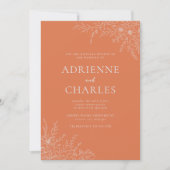 Invitation Simplicité Florale 1 Mariage Minimal Corail (Devant)