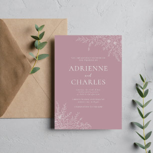 Invitation Simplicité Florale 1 Mauve Vintage Mariage Minimal