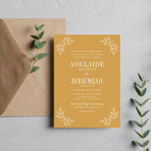 Invitation Simplicité Florale 2 Jaune Ochre Mariage
