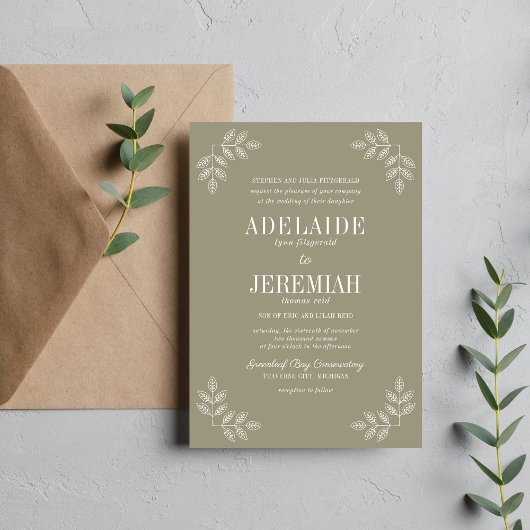 Invitation Simplicité Florale 2 Mariage Vert de Mousse