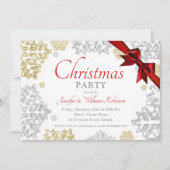 Invitation Simplicité Gold & Silver Snowflakes Noël (Devant)