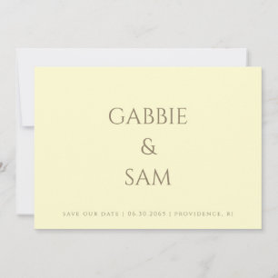 Invitation Simplicité Jaune Mariage Sauvegarder notre Date