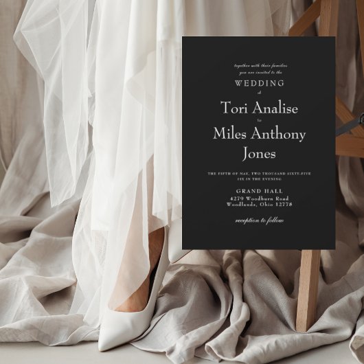 Invitation Simplicité Moderne B/N Ensemble Avec Mariage