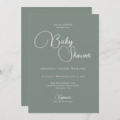 Invitation Simplicité moderne Baby shower vert profond (Devant / Derrière)
