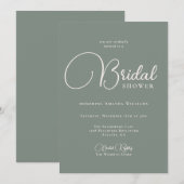 Invitation Simplicité moderne Fête des mariées verte profonde (Devant / Derrière)