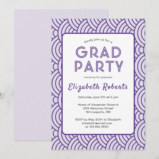 Invitation Simplicité moderne foncé violet fête de graduation (Devant / Derrière)