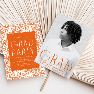 Invitation Simplicité moderne Orange Photo Graduation Party