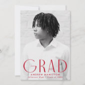 Invitation Simplicité moderne Red Photo Graduation Party (Devant)