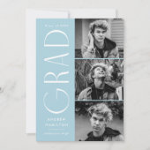 Invitation Simplicité moderne Sky Blue Photo Graduation Party (Devant)