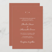 Invitation Simplicité | Monogramme Mariage en terre cuite min (Devant / Derrière)