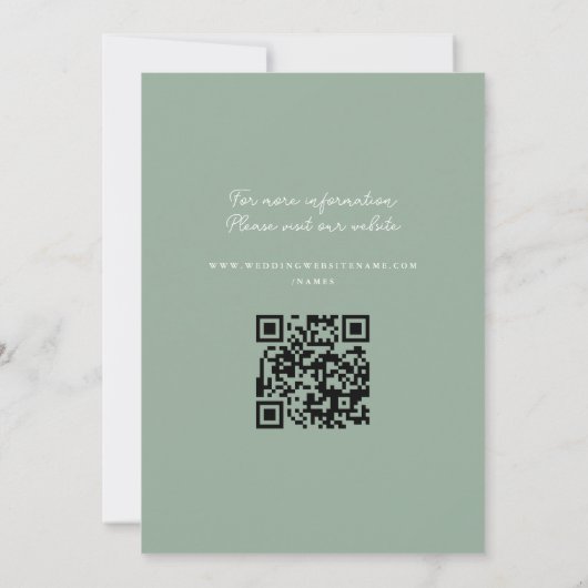 Invitation Simplicité | Monogramme minimaliste Sage vert (Dos)