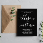 Invitation Simplicité réelle 1 Mariage minimaliste noir<br><div class="desc">Cette faire-part de mariage simple et magnifique est parfaite pour le minimaliste en nous tous ! Veuillez me contacter si vous désirez de l'aide pour customiser la partie texte de ce faire-part de mariage.</div>