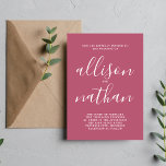 Invitation Simplicité réelle 1 Mulberry Script Mariage minima<br><div class="desc">Cette faire-part de mariage simple et magnifique est parfaite pour le minimaliste en nous tous ! Veuillez me contacter si vous désirez de l'aide pour customiser la partie texte de ce faire-part de mariage.</div>