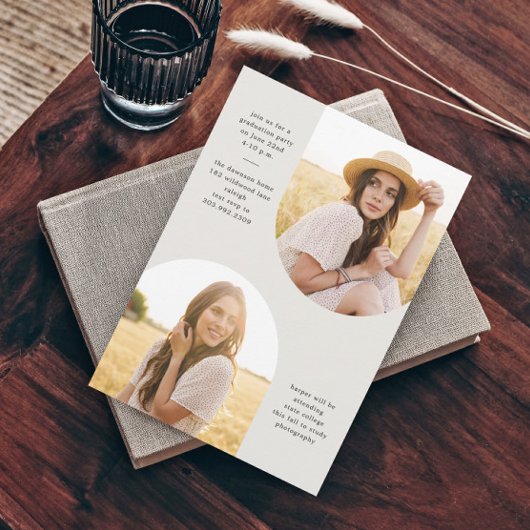 Invitation Simplicité Script Boho Arch Photo Graduation