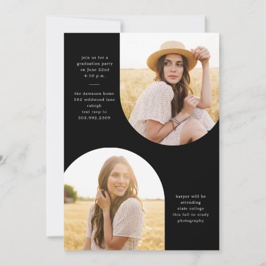 Invitation Simplicité Script Boho Arch Photo Graduation (Dos)