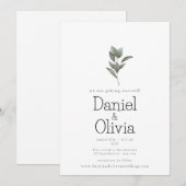 Invitation Simplicité sereine : Mariage floral blanc et vert (Devant / Derrière)