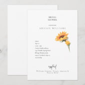 Invitation Simplicité Tige Tournesol Fête des mariées blanche (Devant / Derrière)