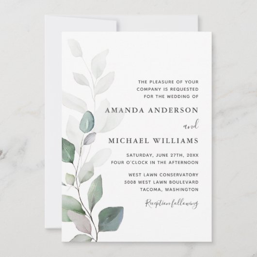 Invitation Simply Beautiful Aquarelle Mariage botanique (Devant)